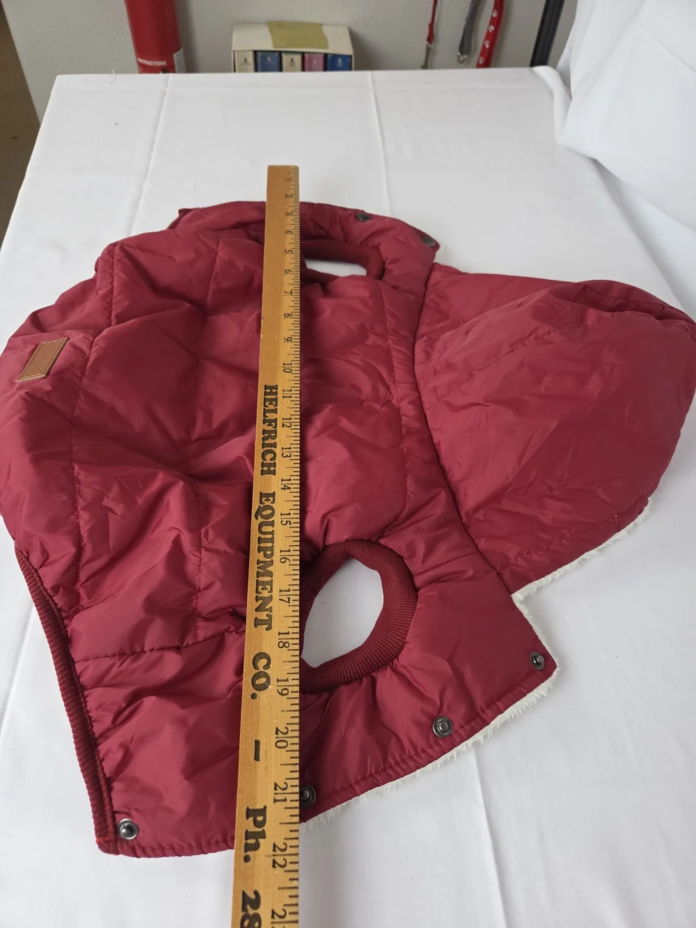 Dog Raincoat Large..Red Quilted Dog Puffer Jacket with Hood - Brand: